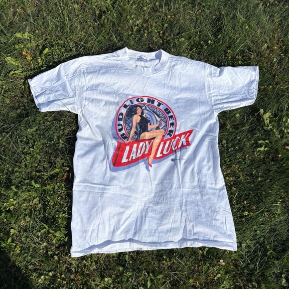 Fruit of the Loom Other - Vintage 90s Bud Light Lady Luck Beer Graphic T Shirt XL Made USA Single Stitch